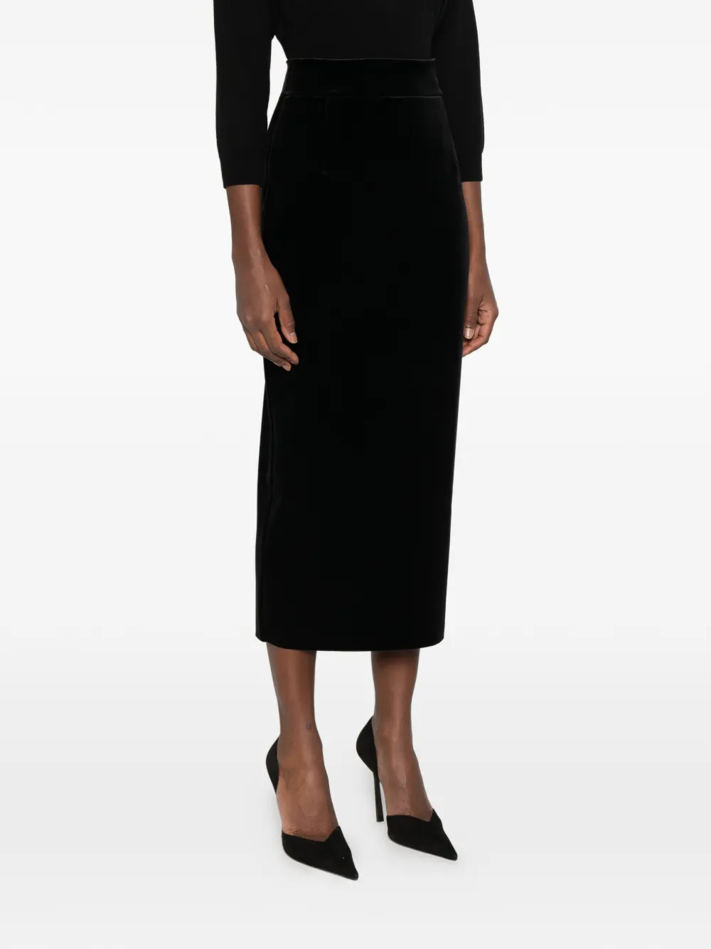 CHIARA BONI La Petite Robe Kokerrok met fluweeleffect Zwart