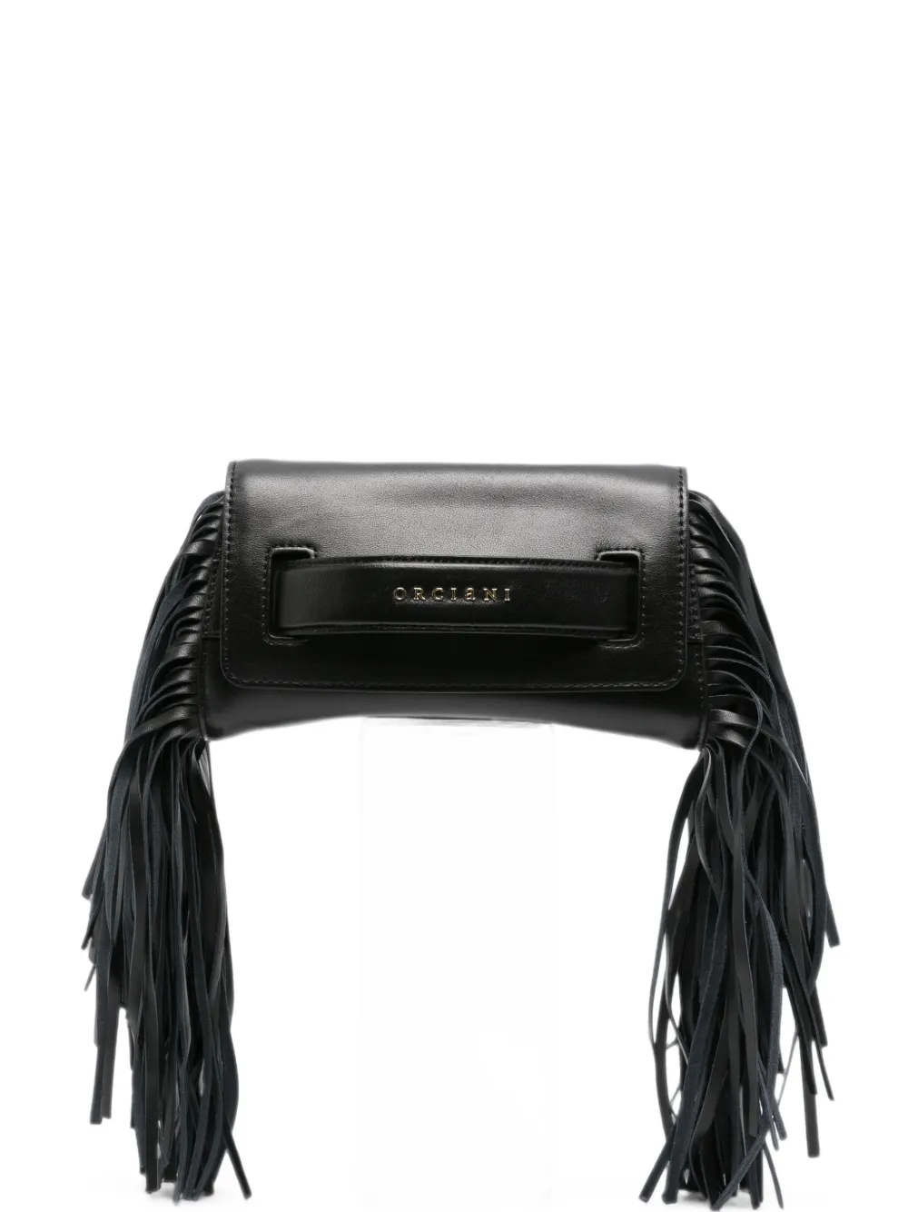 Orciani fringed leather clutch bag - Nero