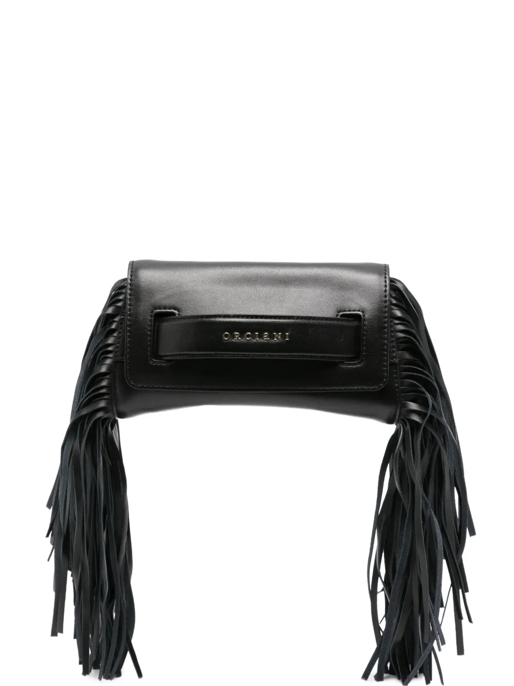 Orciani fringed leather clutch bag - Nero