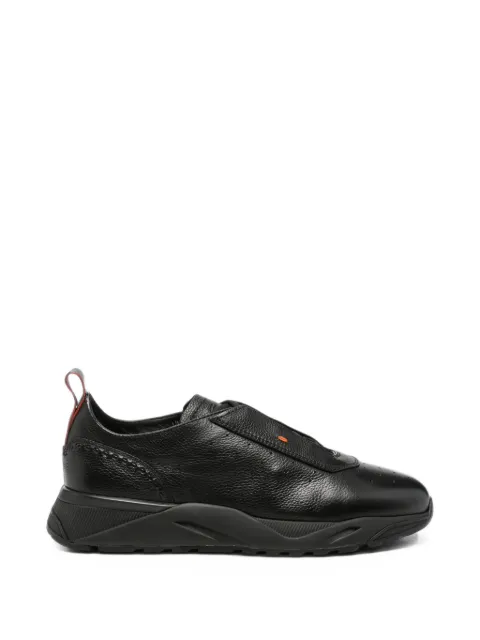 Santoni perforated panelled leather sneakers