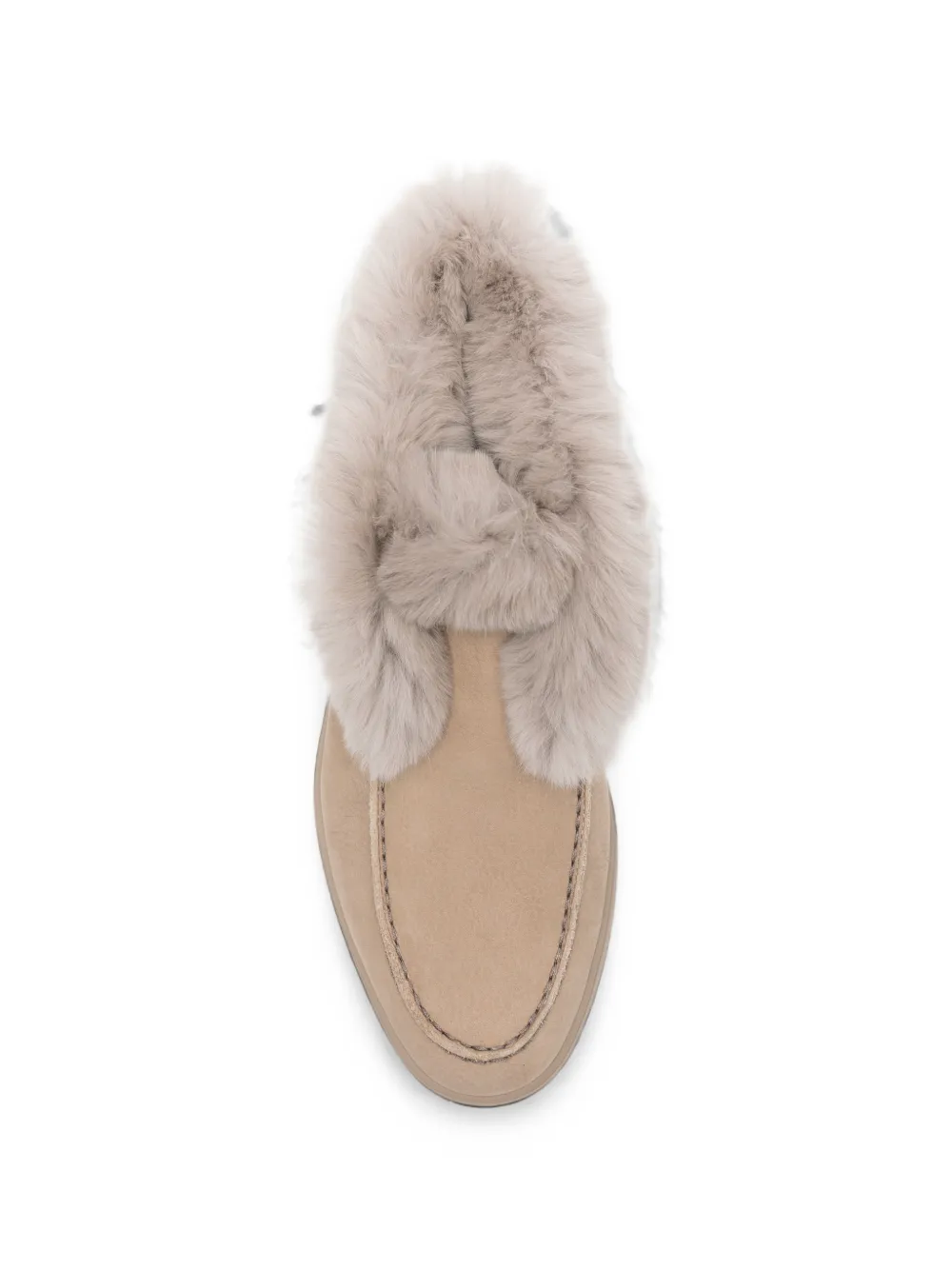 Santoni shearling-trim leather loafers Beige