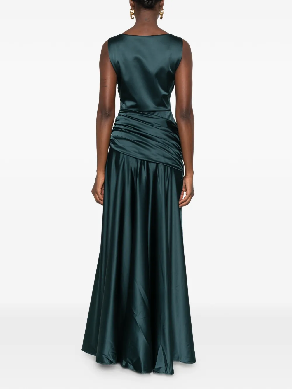 CHIARA BONI La Petite Robe rushed satin-finish maxi dress Groen