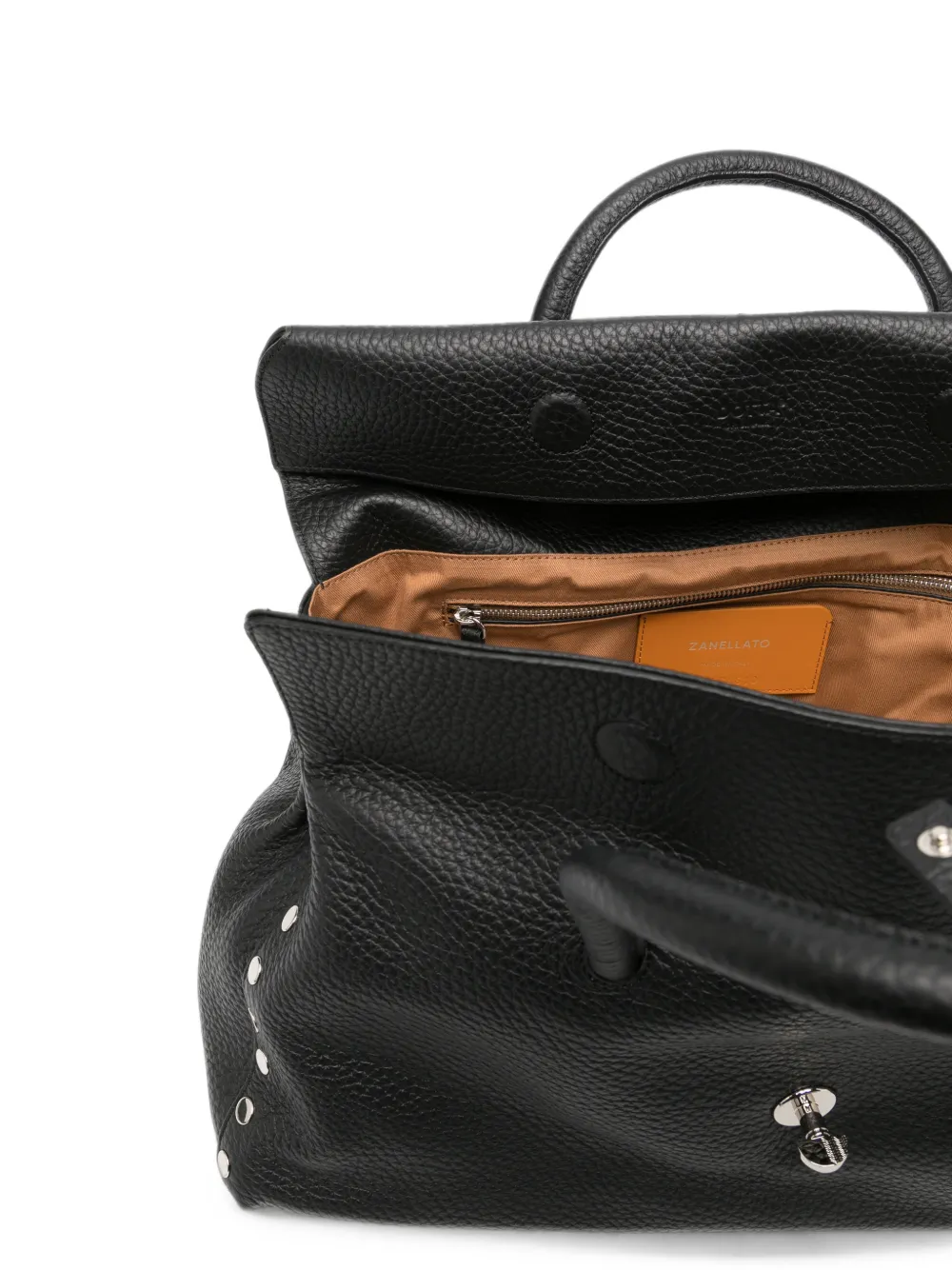Zanellato Extra grote Postina shopper verfraaid met studs Zwart