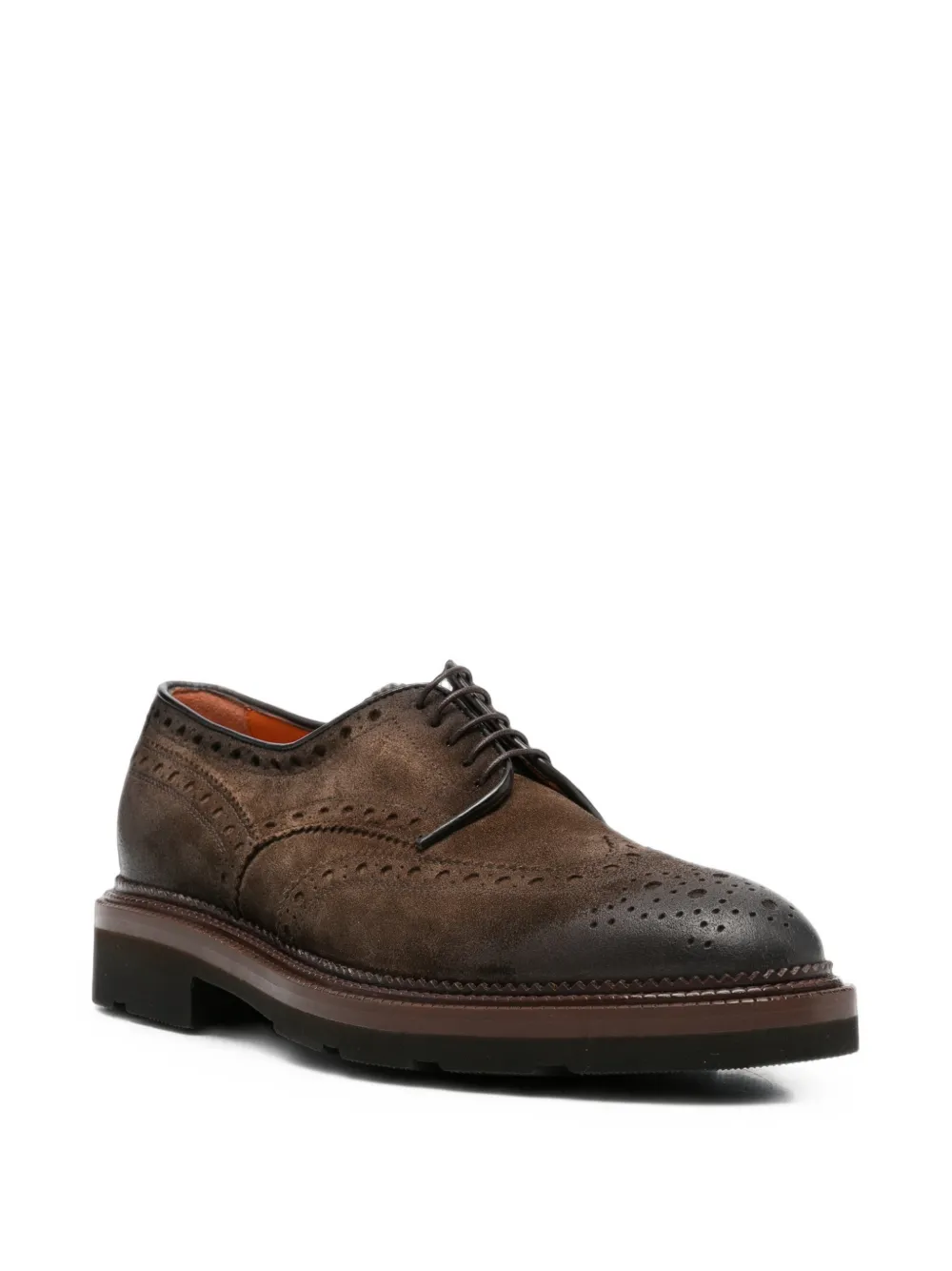 Santoni brogue-detail suede lace-up shoes Bruin