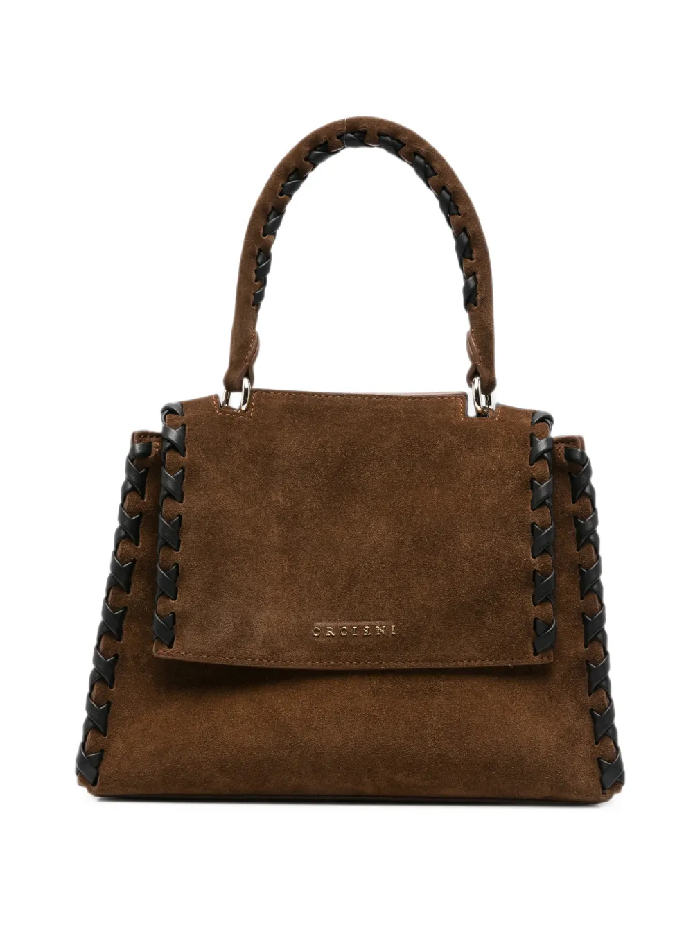 Orciani braided-trim suede shoulder bag - Marrone