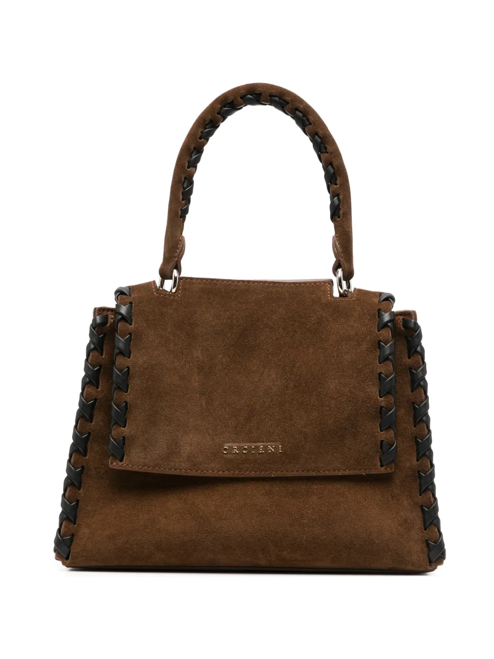 Orciani braided-trim suede shoulder bag - Marrone
