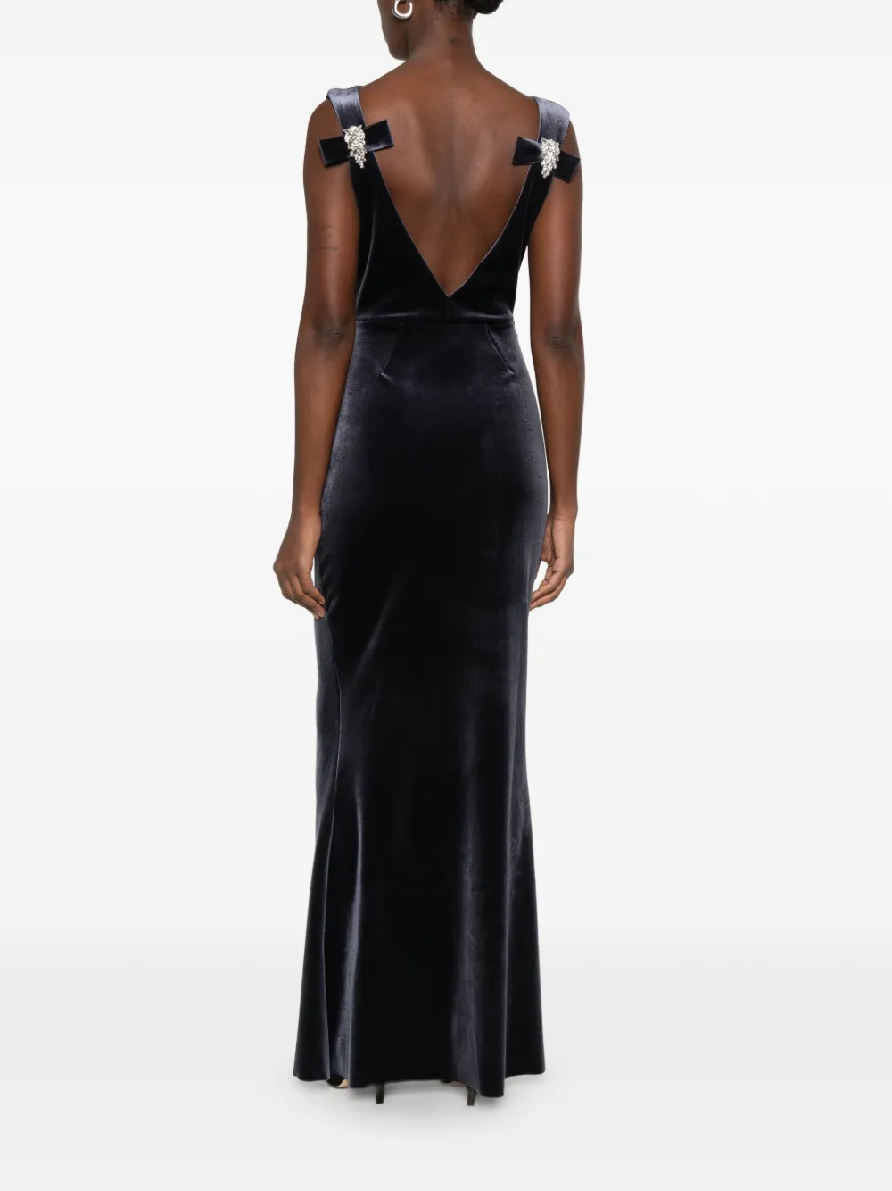 CHIARA BONI La Petite Robe crystal-embellished ruched maxi dress Blauw