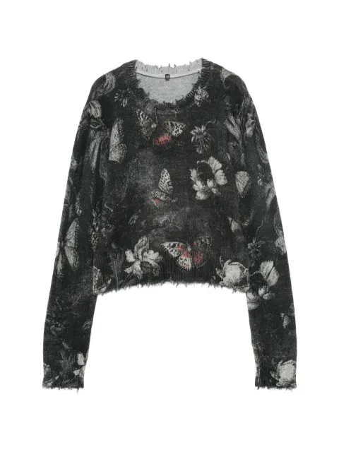 R13 butterfly-print distressed sweater