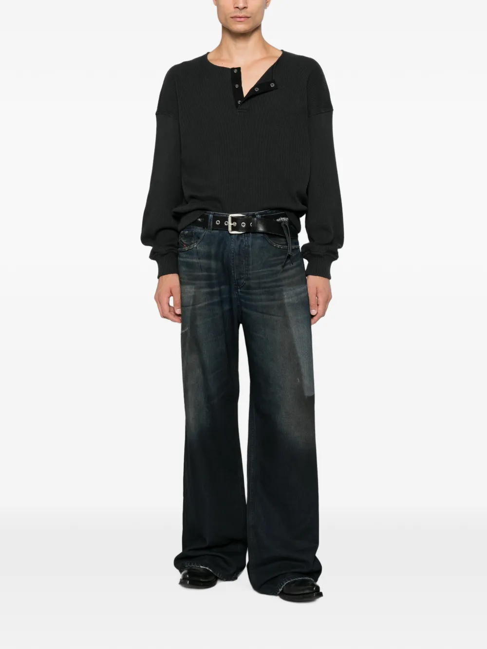 Diesel Jeans met wijde pijpen en vervaagd effect Blauw