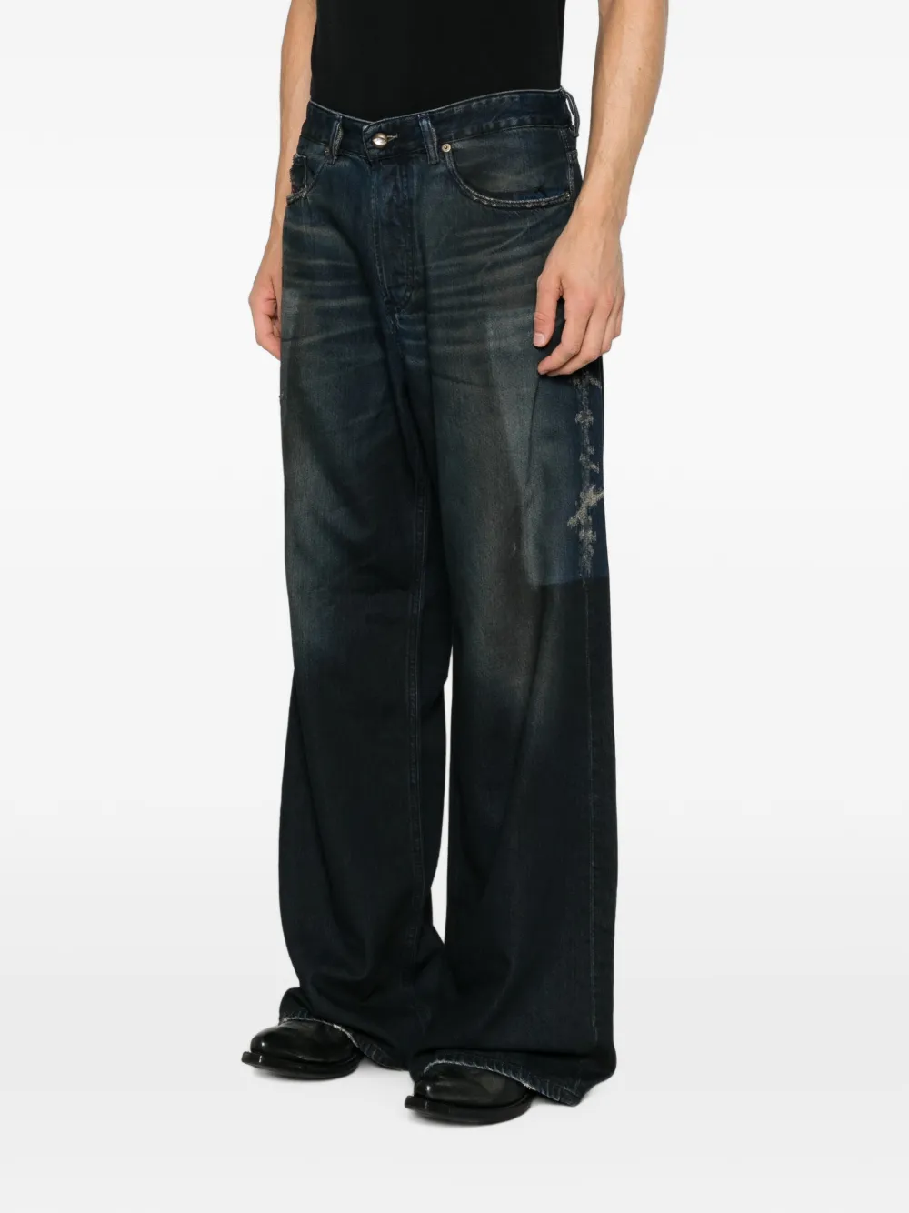 Diesel Jeans met wijde pijpen en vervaagd effect Blauw