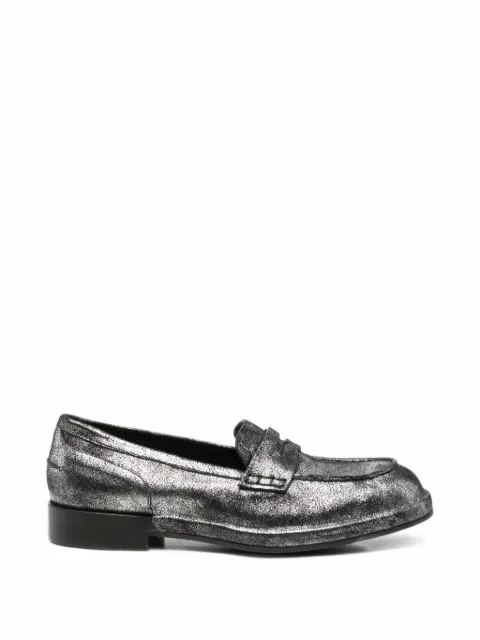 Del Carlo cracked-effect leather loafers