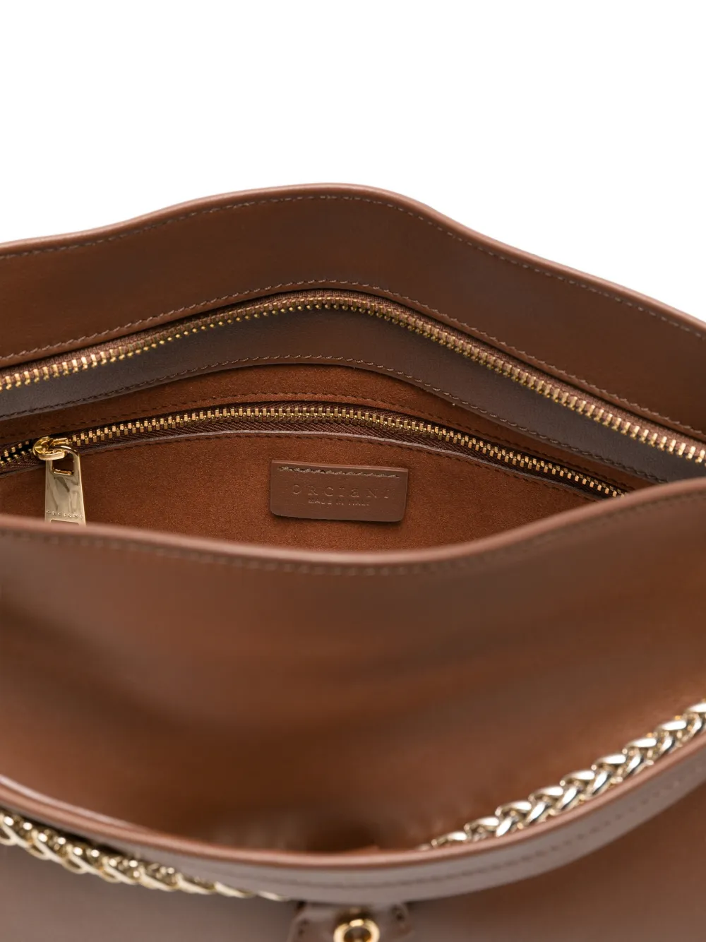 Orciani Shopper met schakelketting Bruin