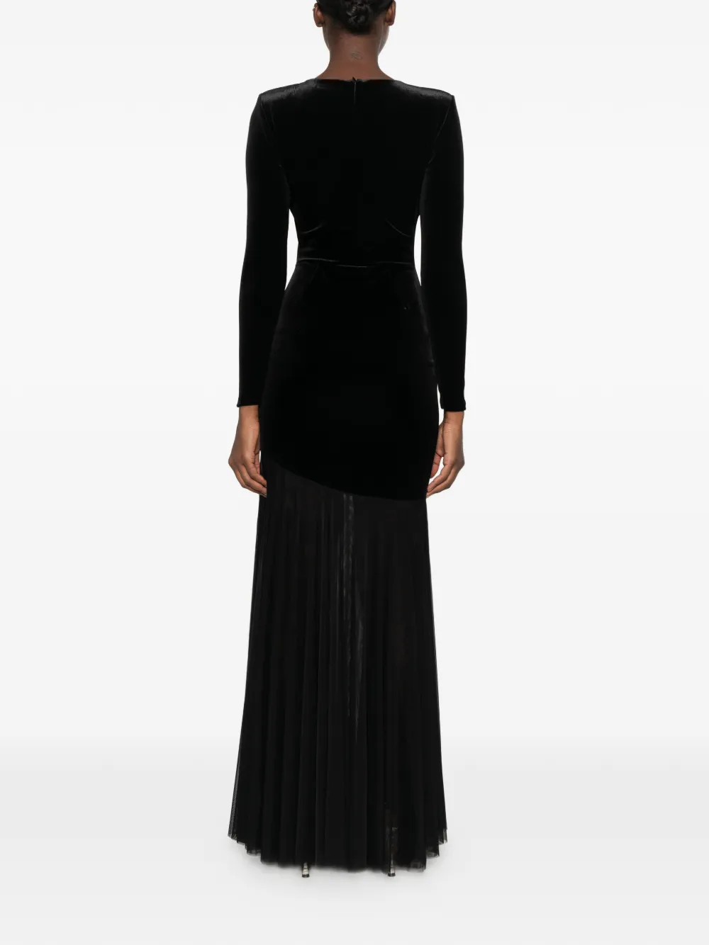 CHIARA BONI La Petite Robe velvet-effect paneled maxi dress Zwart