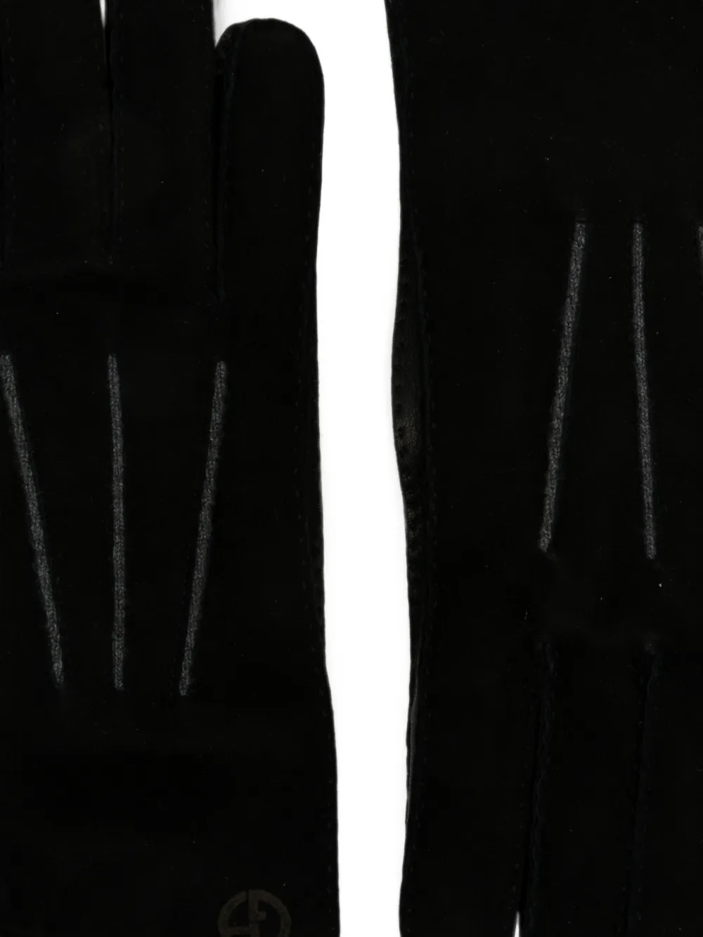 Giorgio Armani Suède handschoenen met logo-print Zwart