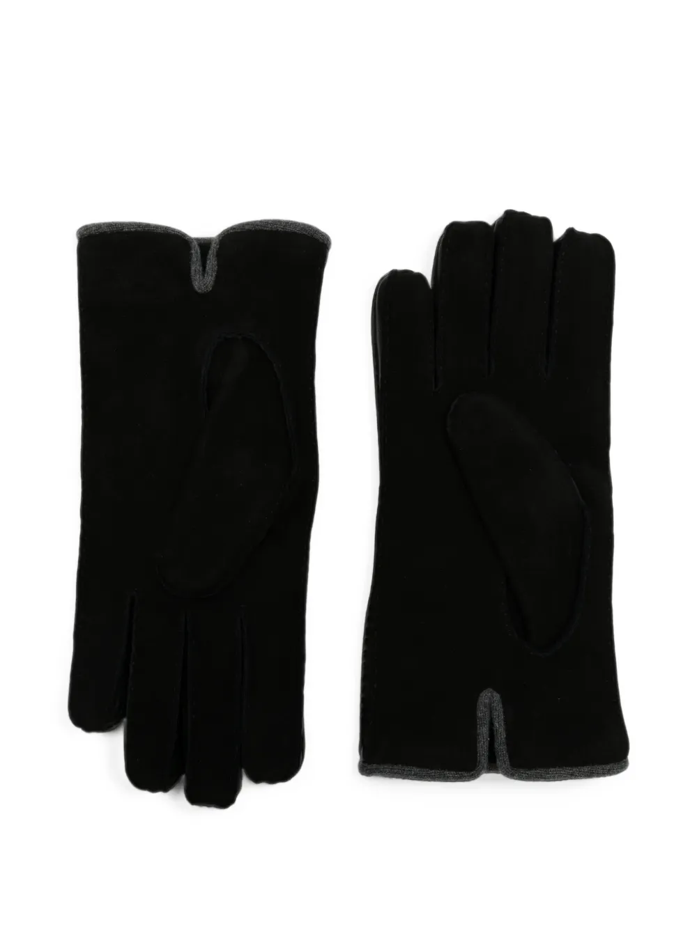 Giorgio Armani Suède handschoenen met logo-print Zwart