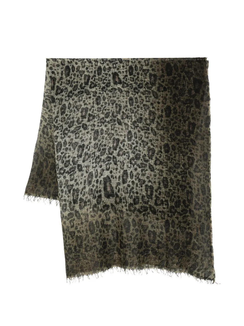 Avant Toi leopard-print frayed scarf - Verde