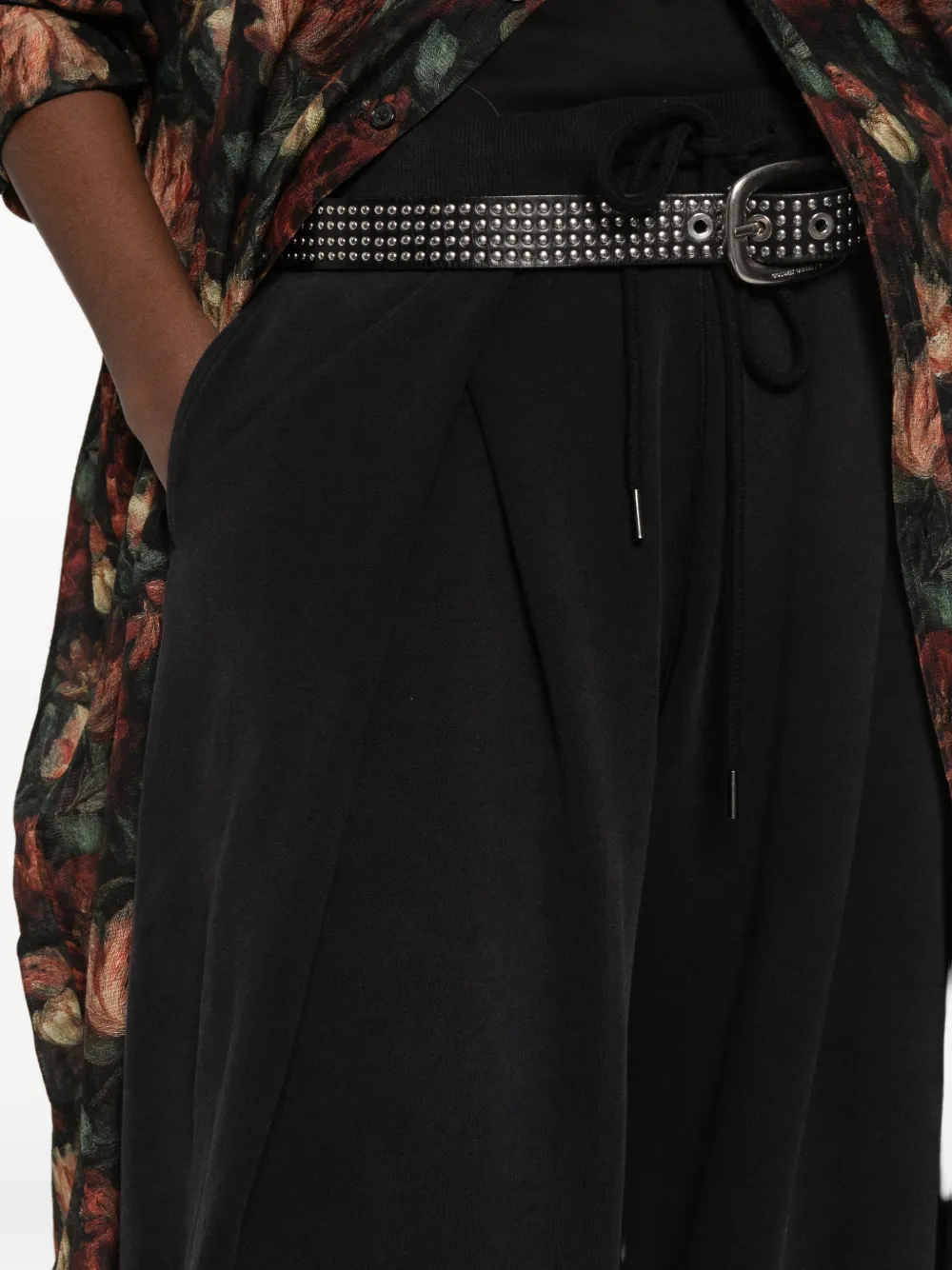 R13 Foldover pleated drawstring-waist trousers Zwart