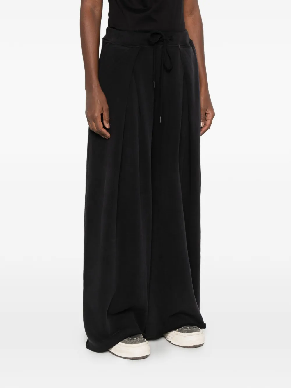 R13 Foldover pleated drawstring-waist trousers Zwart