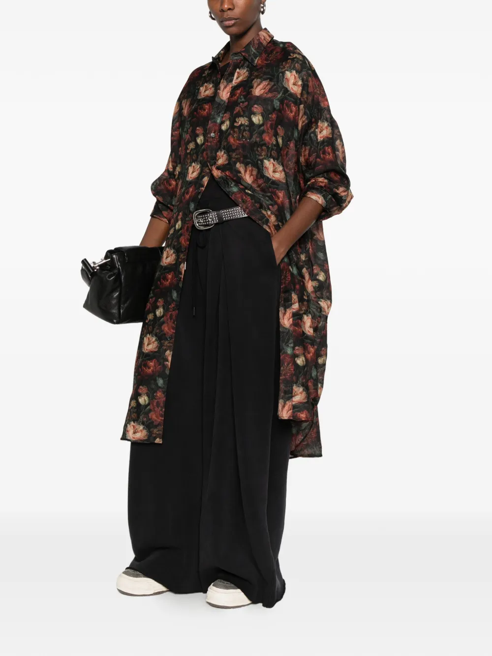 R13 Foldover pleated drawstring-waist trousers Zwart