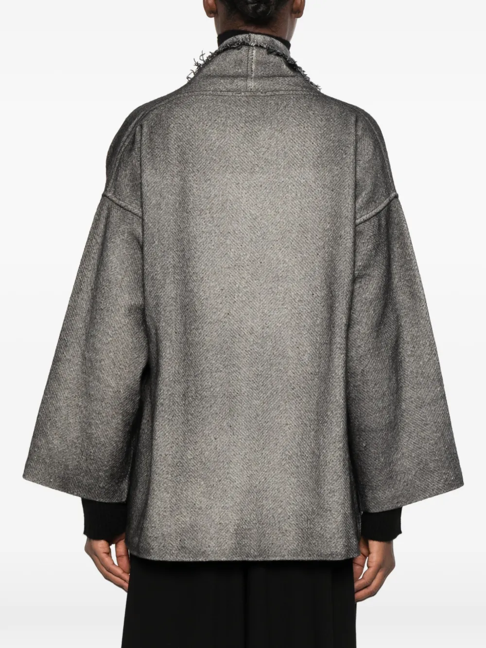 Avant Toi herringbone frayed-edge jacket Zwart