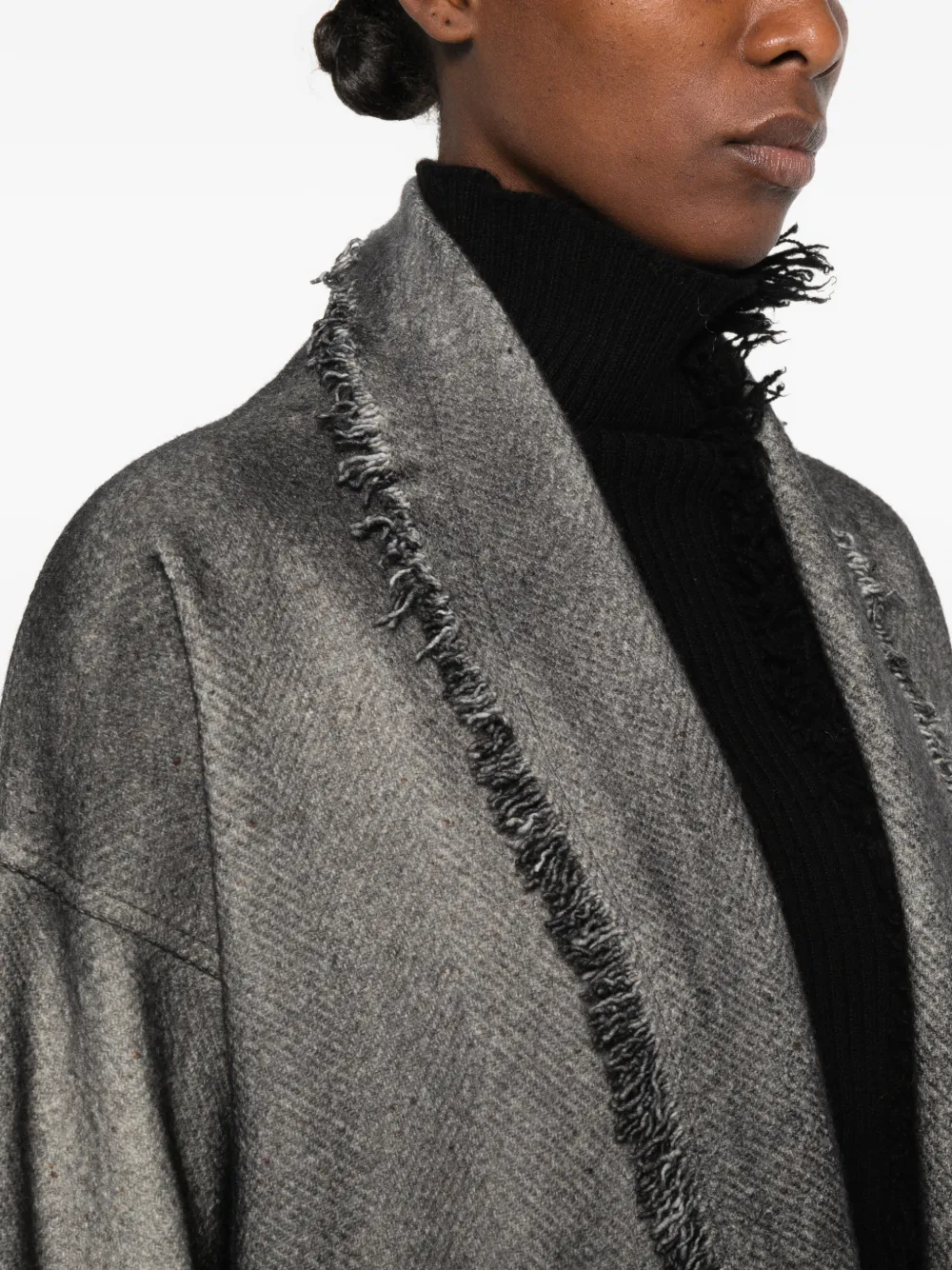Avant Toi herringbone frayed-edge jacket Zwart