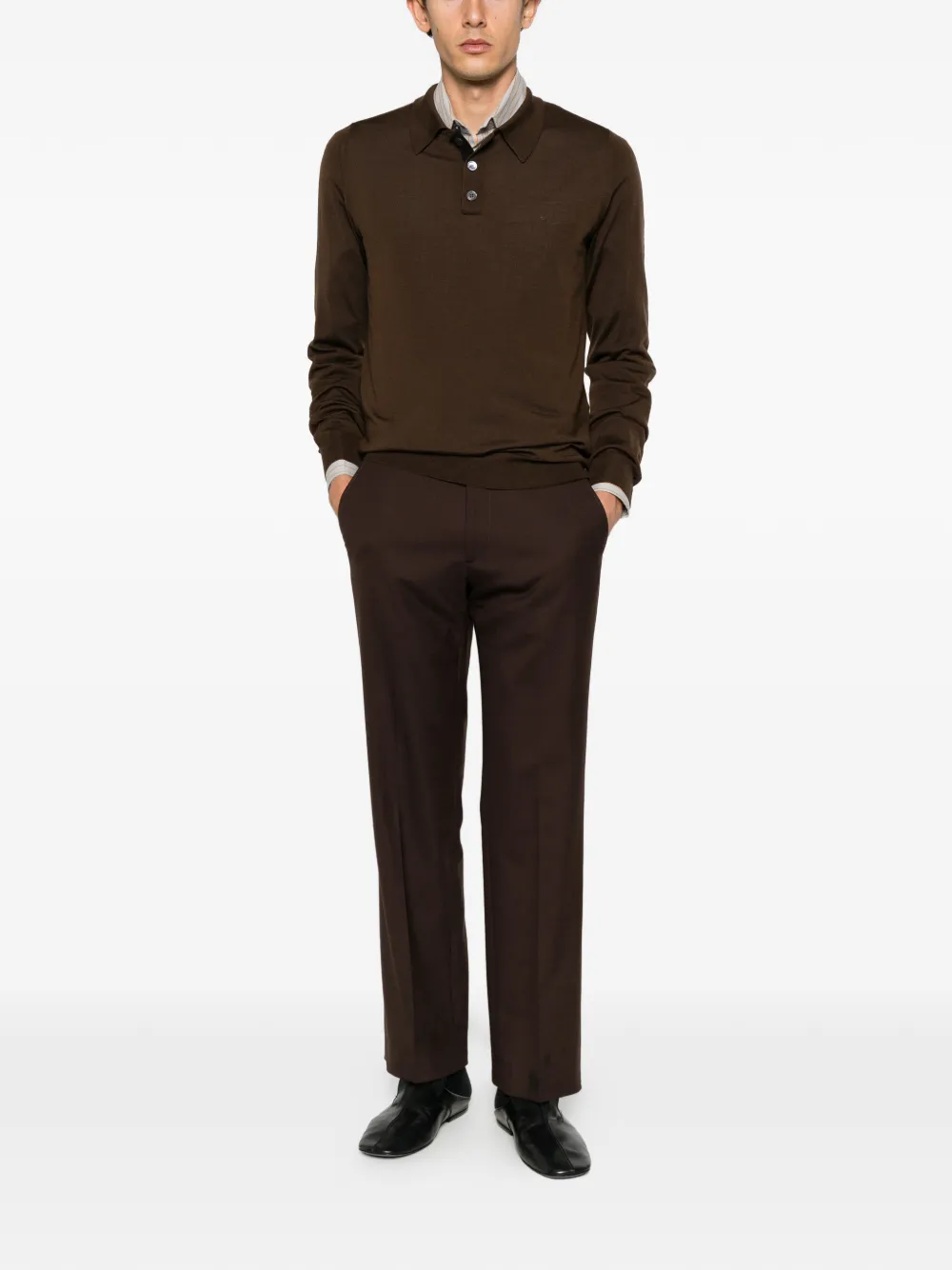 Lanvin Poloshirt met lange mouwen Bruin