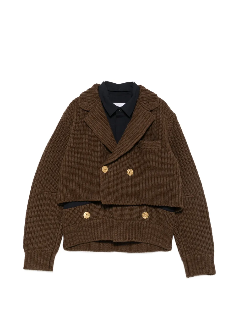 sacai double-breasted layered coat - Braun
