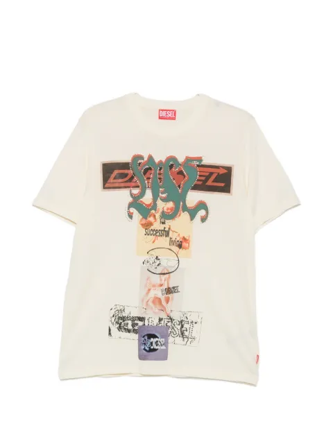 Diesel graphic-print stud-embellished T-shirt