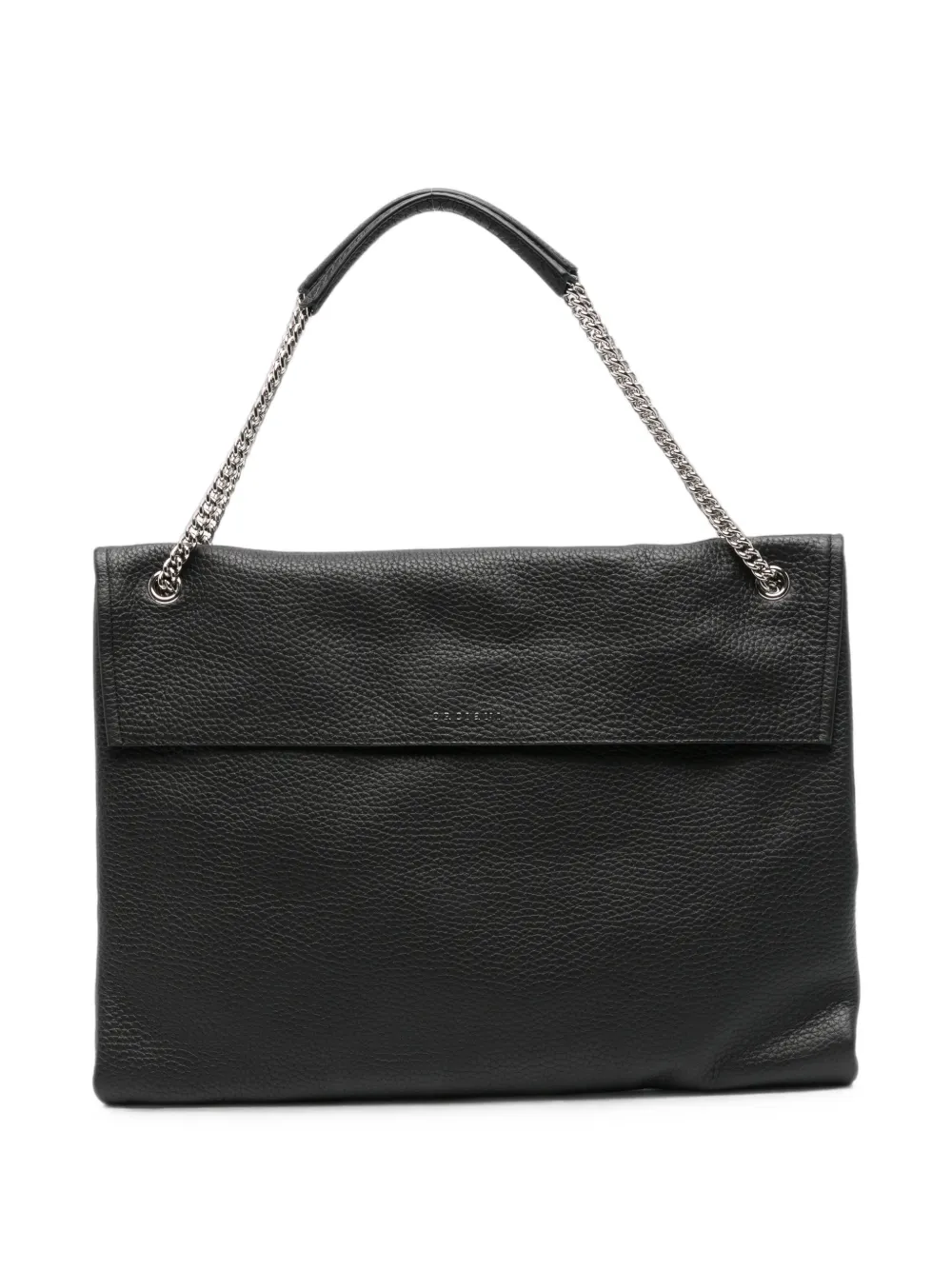 Orciani grained leather chain-link shoulder bag - Nero
