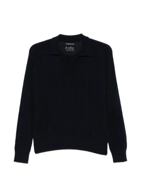 Purotatto cable-knit polo-collar sweater