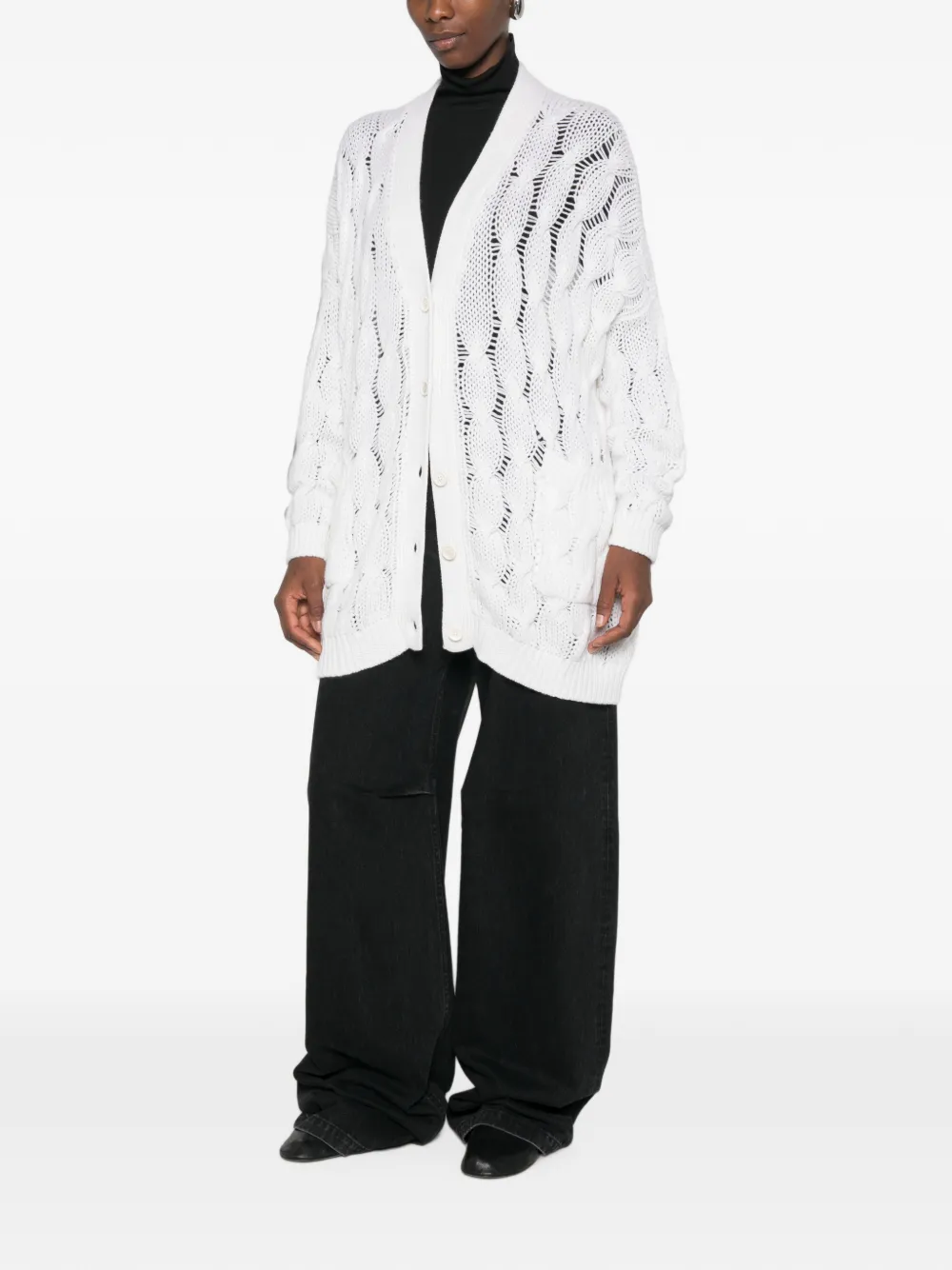 Avant Toi Kabelgebreid vest Wit