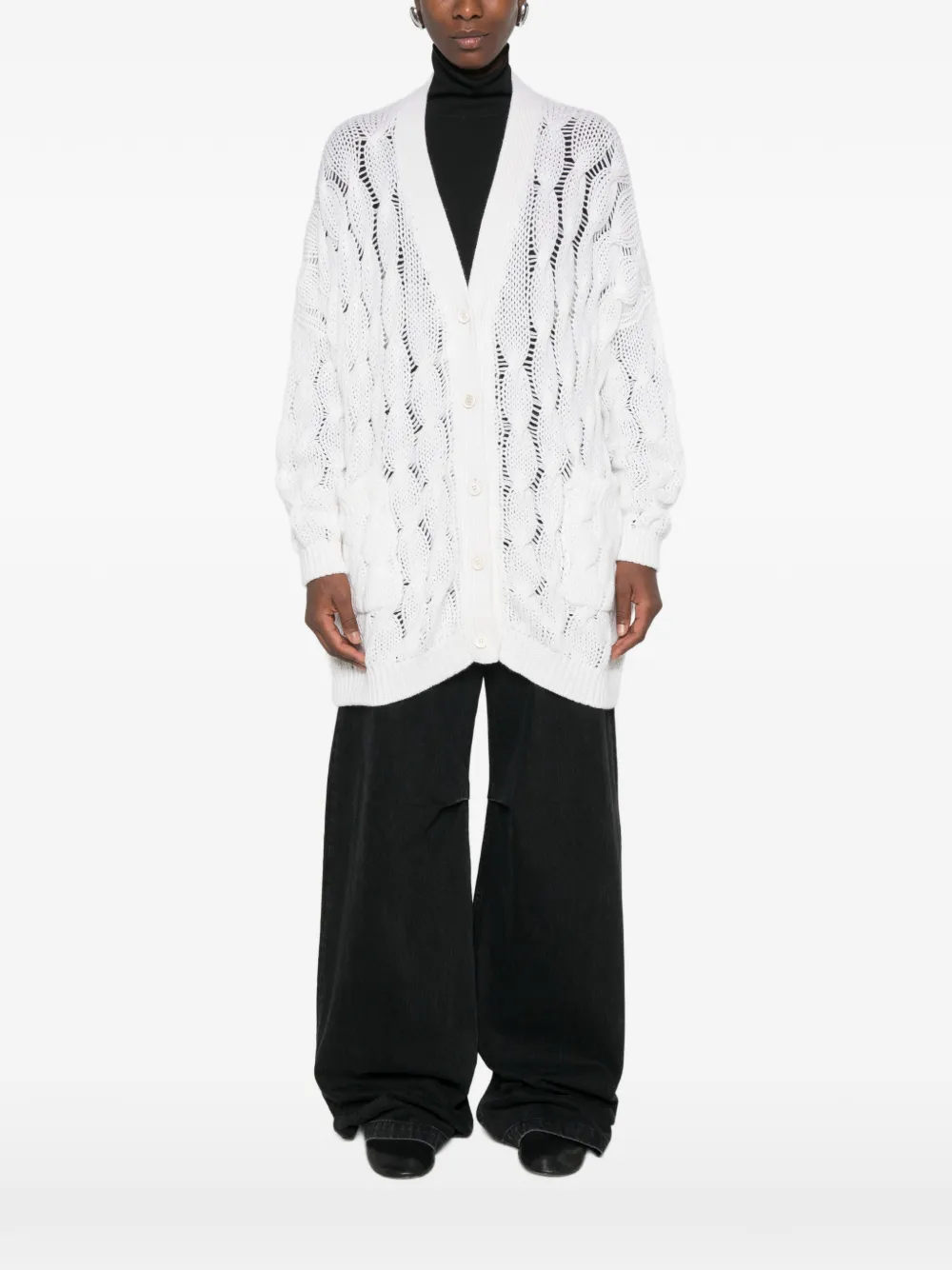 Avant Toi Kabelgebreid vest Wit