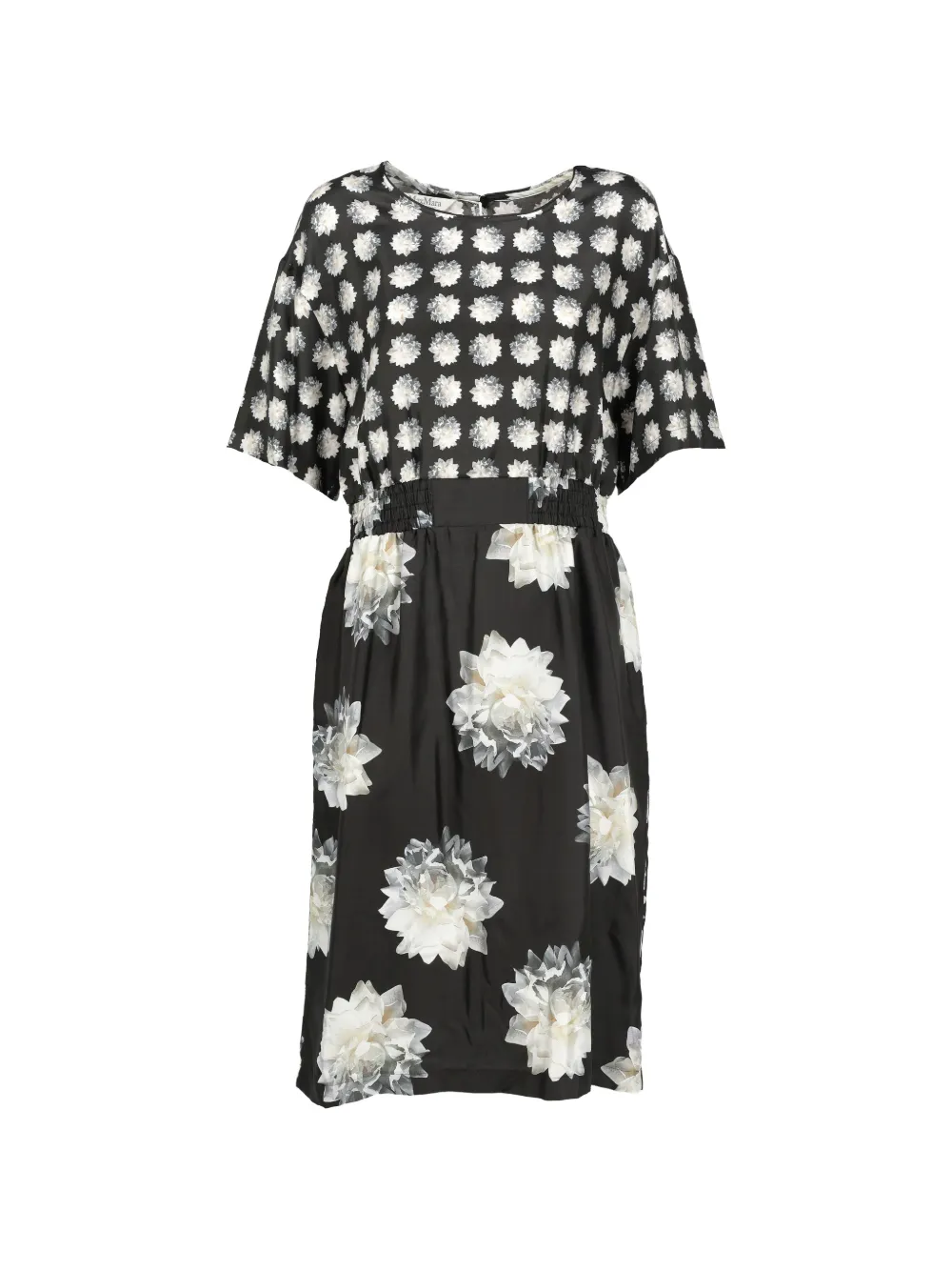 Max Mara floral-print elasticated-waist maxi dress - Nero