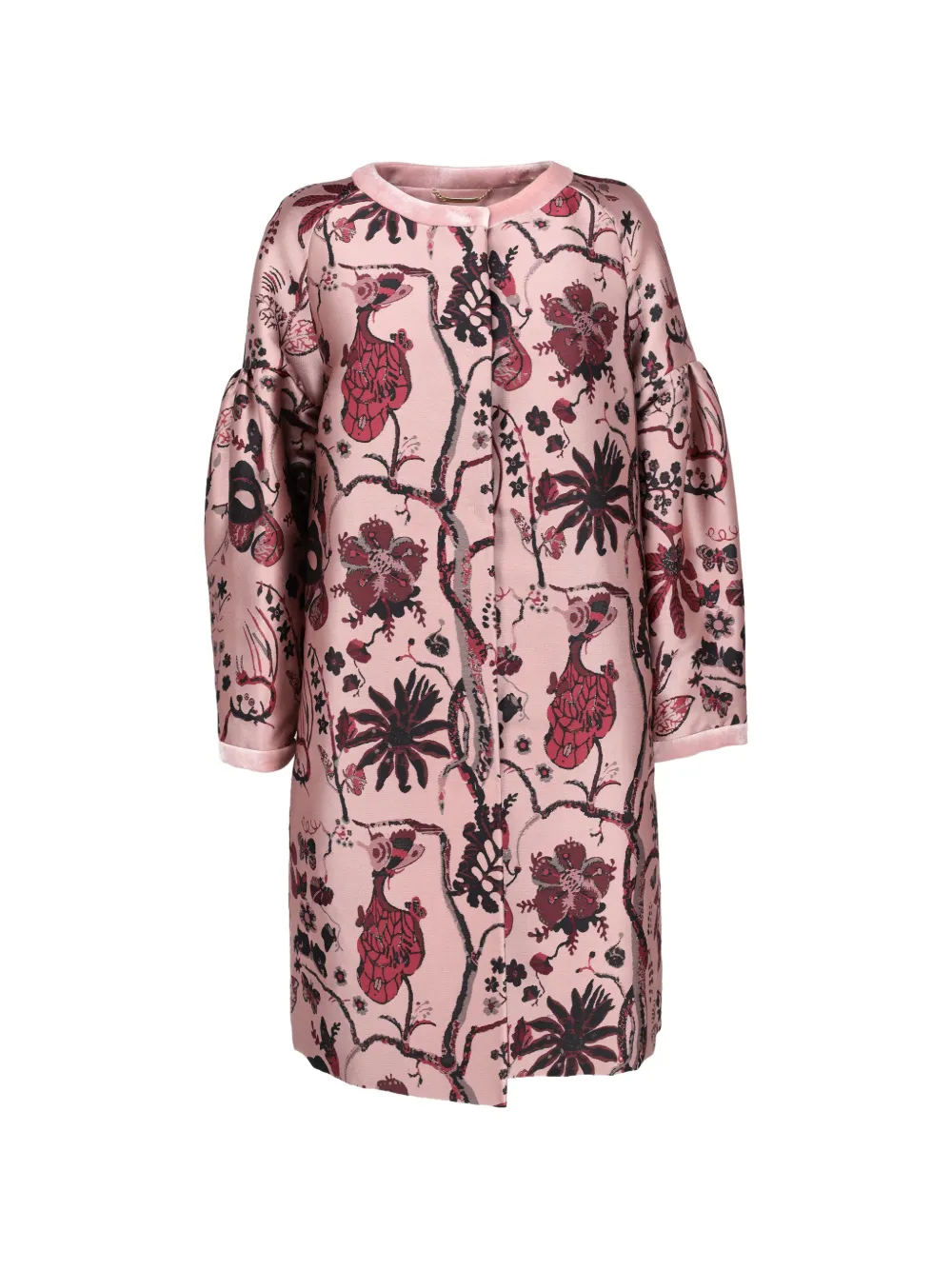 Alberta Ferretti Vintage floral-print balloon-sleeve coat - Pink