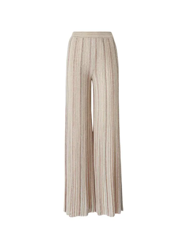 Missoni Ribbed Palazzo Trousers with Sequins in Neutrals