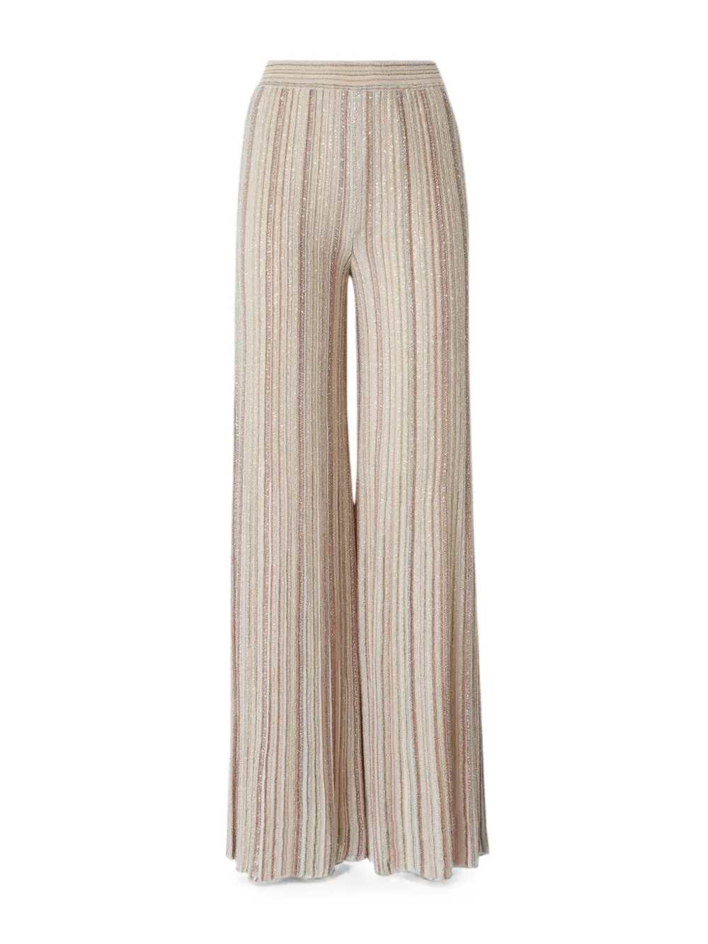 Missoni Geribbelde palazzo broek met pailletten Beige