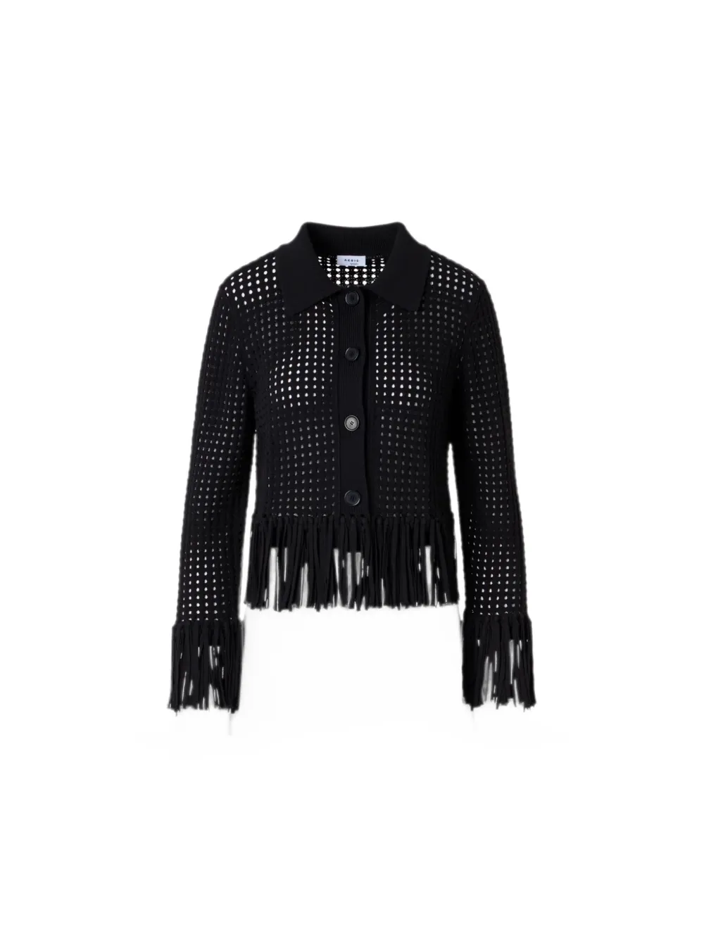 Akris Vest met franje afwerking en geperforeerde details Zwart