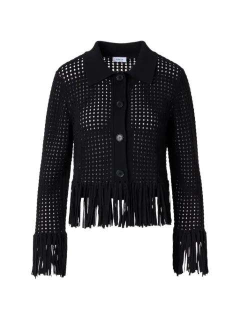 Akris fringe-trim perforated cardigan