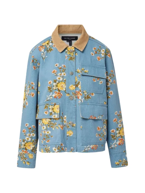 Veronica Beard Leighton floral-print corduroy-collar denim jacket
