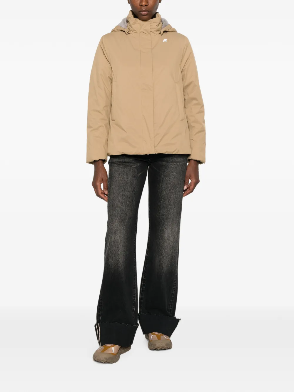 K-Way Marlette jack met capuchon en logopatch Beige