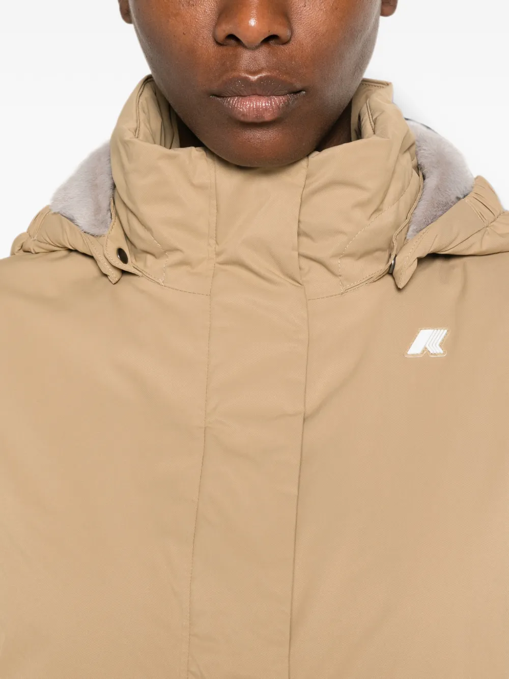 K-Way Marlette jack met capuchon en logopatch Beige
