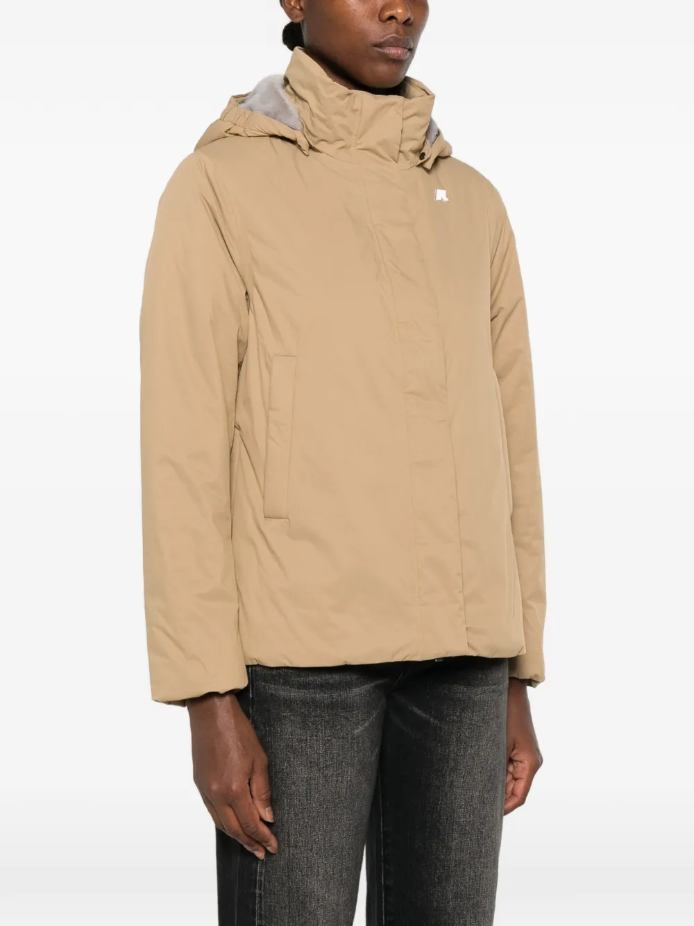 K-Way Marlette jack met capuchon en logopatch Beige