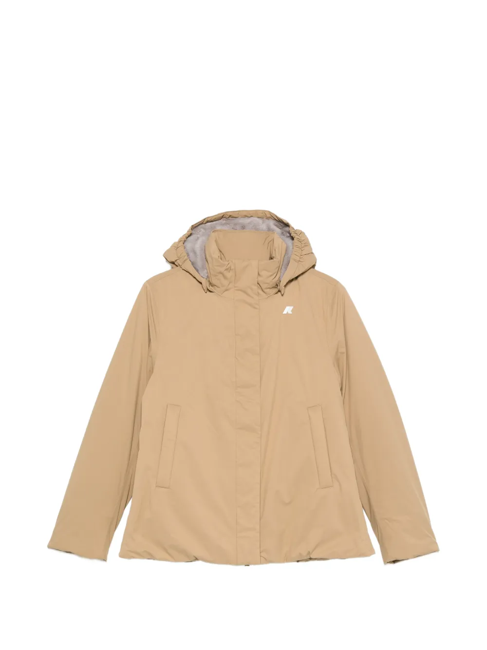 K-Way Marlette hooded logo-patch jacket - Nude