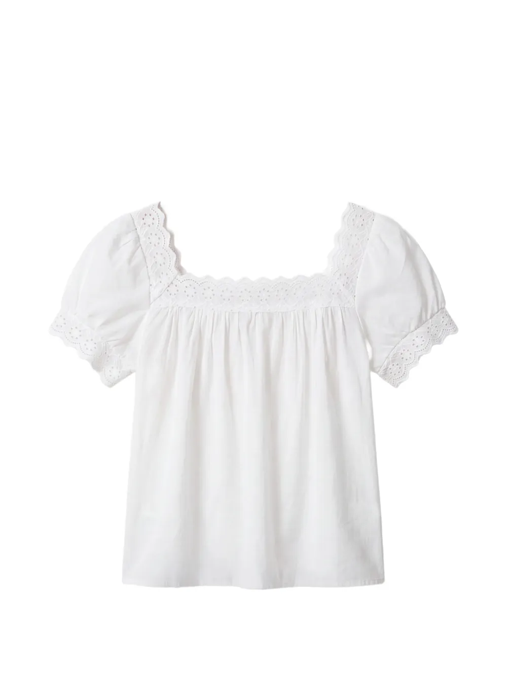 Reformation Zita broderie-anglaise puff-sleeve top Wit