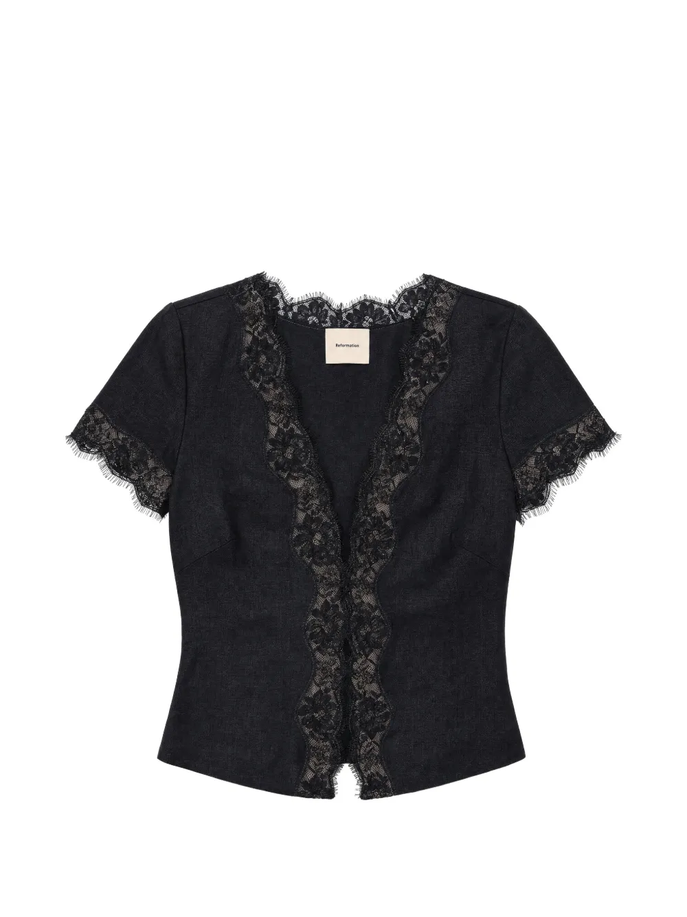 Reformation Brynn lace-trim top Zwart