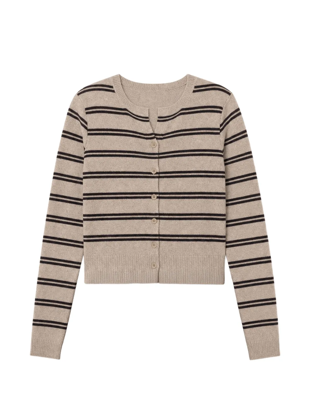 Reformation Clara Striped Cashmere Cardigan In Brown