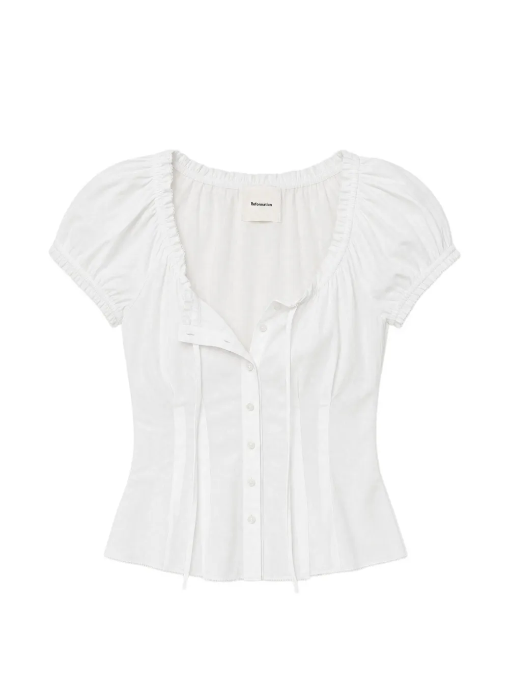 Reformation Adina puffed-sleeve top Wit
