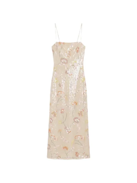 Reformation Frankie sequin-embellished floral-embroidered maxi dress