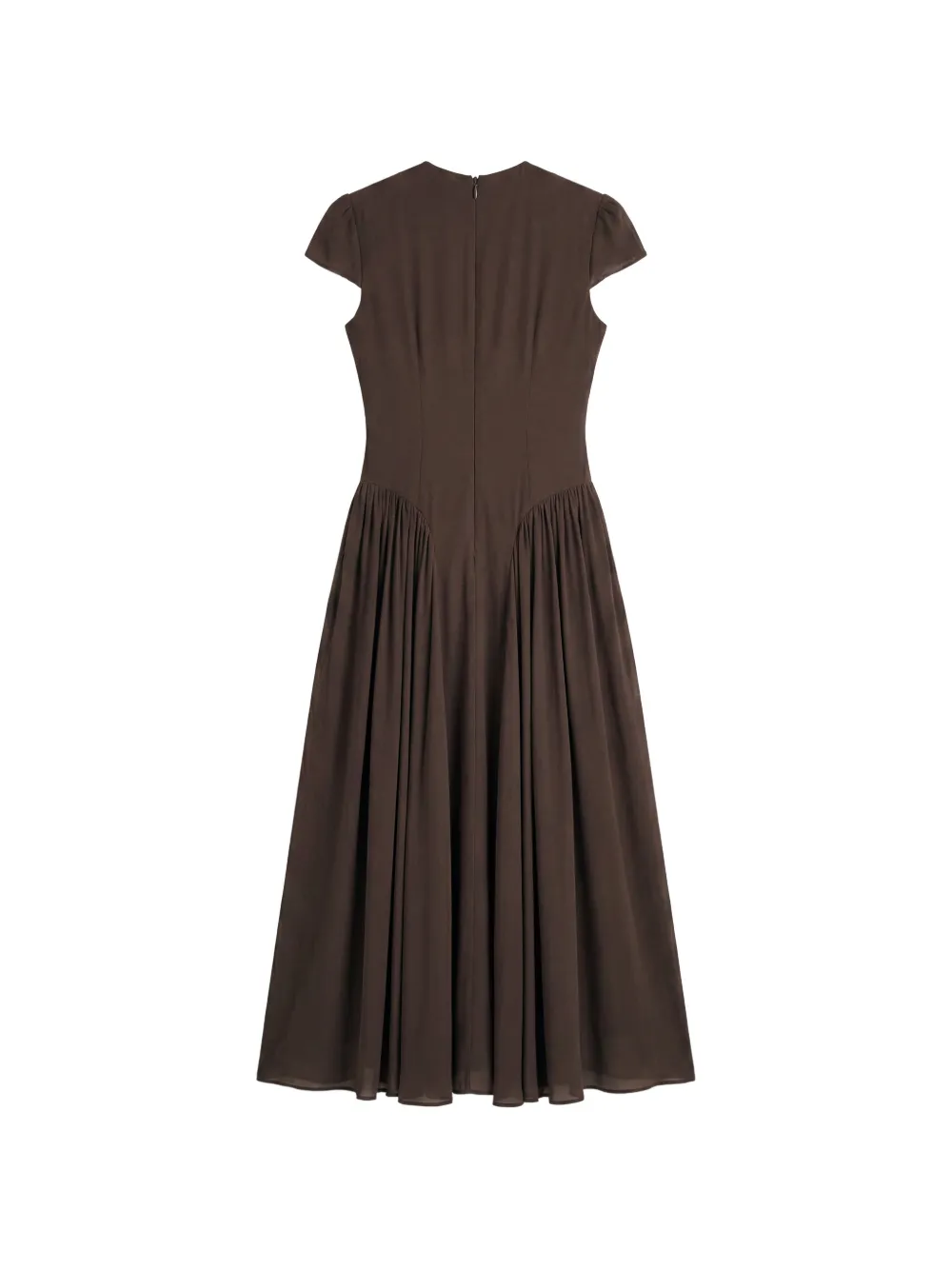 Reformation Maven midi-jurk met gesmockte taille Bruin