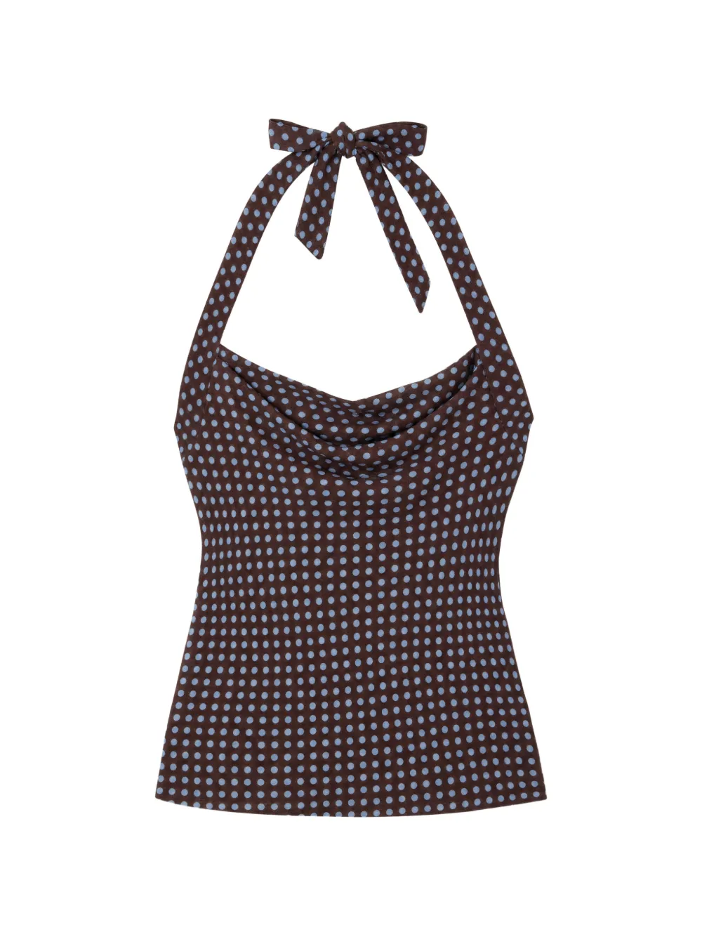 Reformation Hastings polka-dot halterneck top - Braun
